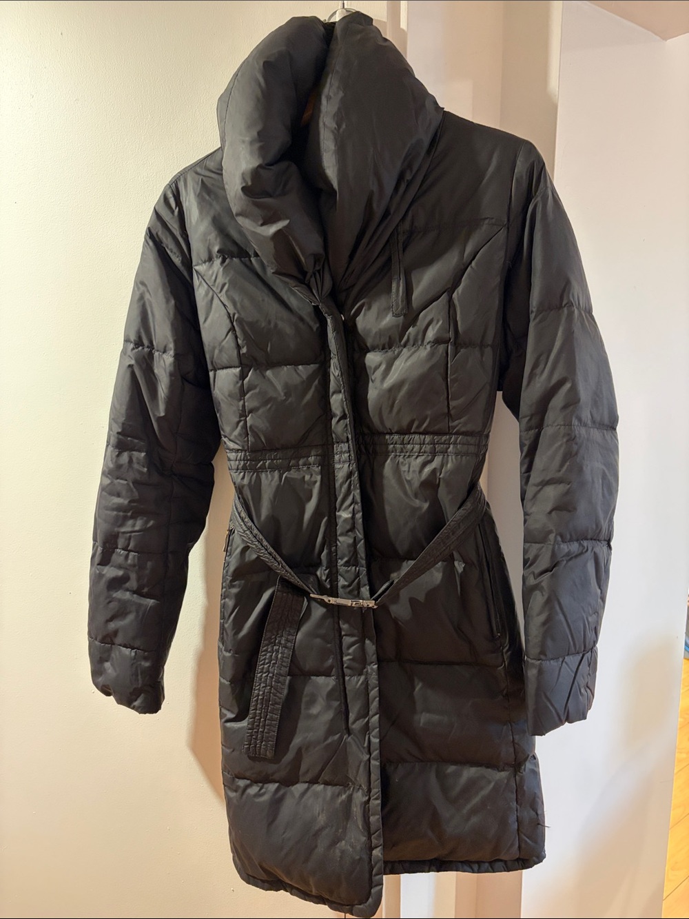 Jacob Black Puffer Coat with Belt
